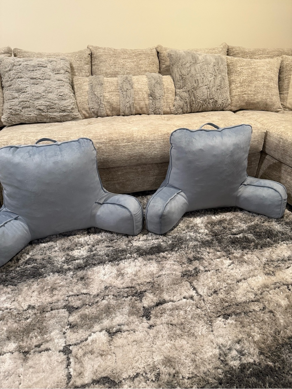 Light Blue Reading Pillows with Armrests (Pair)